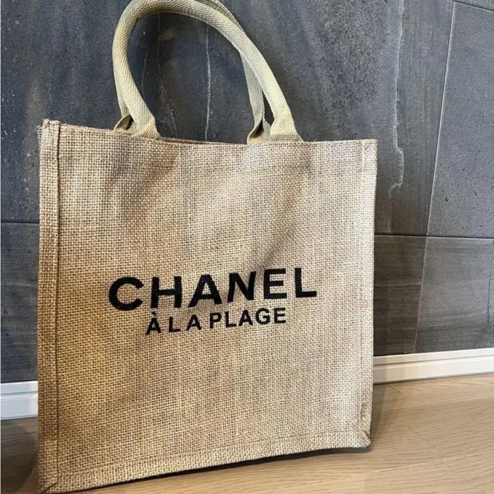 Authentic Chanel novelty tote bag material linen